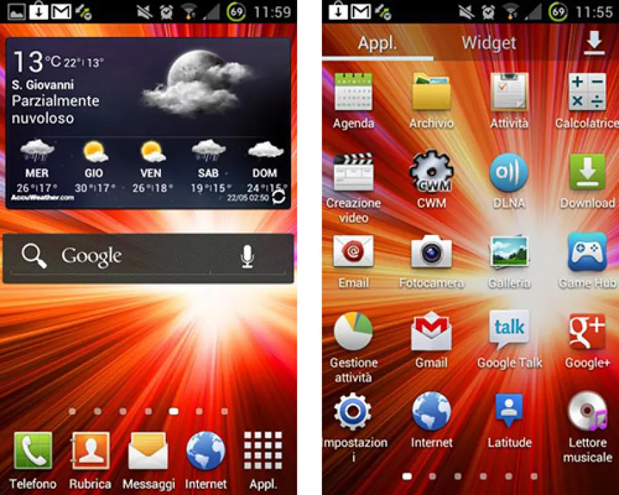 La nuova interfaccia TouchWiz per Galaxy SII